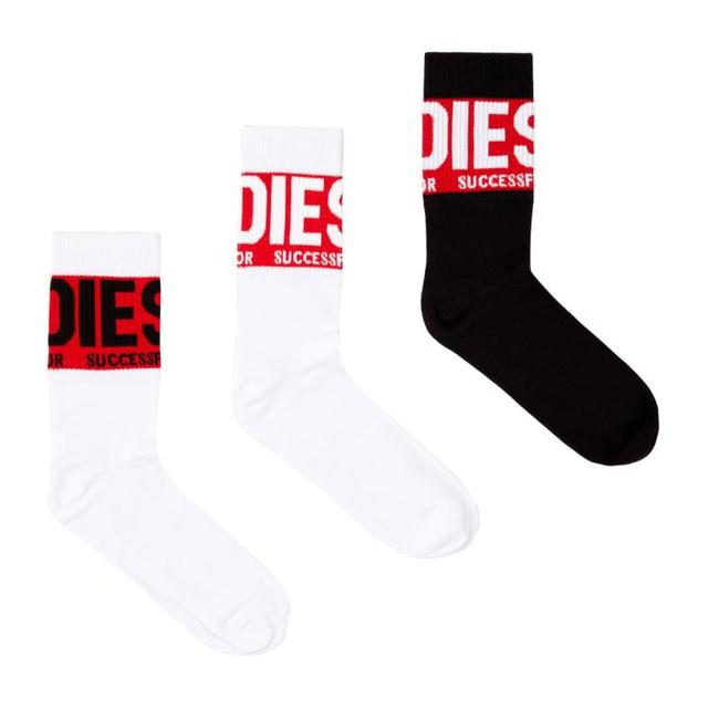 DIESEL 男式LOGO简约三双装袜子