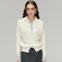 帕罗 25秋冬时尚V领假两件设计慵懒减龄羊毛针织衫女