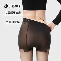 小野和子黑透肤光腿可替换外层秋冬加绒黑丝袜双层可拆卸