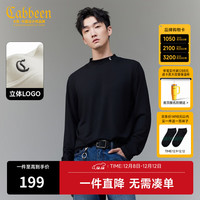 Cabbeen 男士小高领长袖T恤 2025秋季新款高级打底衫刺绣上衣