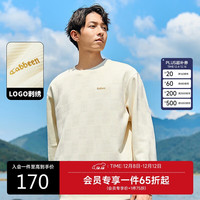 Cabbeen 格子提花卫衣24秋宽松LOGO刺绣宽松潮流 米白色12 54