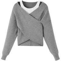 太平鸟 【假两件套头衫】春秋微弹针织衫女