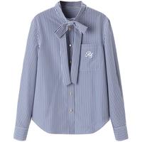 太平鸟 【蝴蝶结通勤衬衫】太平鸟冬通勤格纹衬衫女