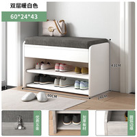 鞋架子家用门口简易省空间收纳换鞋凳小窄可坐防尘经济型鞋架 白色60cm