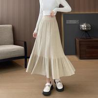 苏醒的乐园 秋冬赫本风显瘦百褶大摆裙减龄中长款针织伞裙半身裙女