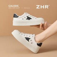 则则 板鞋 女经典饼干鞋厚底小白鞋 女百搭休闲通勤拼色软底学生鞋 10161858309495