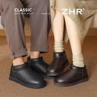 则则 雪地靴女冬季新款短筒靴防水加绒加厚保暖棉鞋情侣同款低帮短靴子 黑色  38