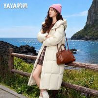 鸭鸭（YAYA）鸭鸭羽绒服2025冬季长款过膝极寒羽绒服百搭时尚东北旅游必备 【米白色】 极寒御寒款 S (110斤以内)