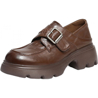 百丽(Belle)复古牛皮皮带扣乐福鞋女2026春厚底乐福鞋F2M1DAM6 棕色 37