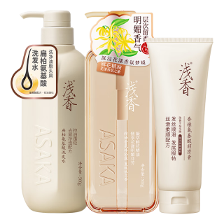 浅香 控油蓬松 洗发水沐浴露护发素套装  500g+260g