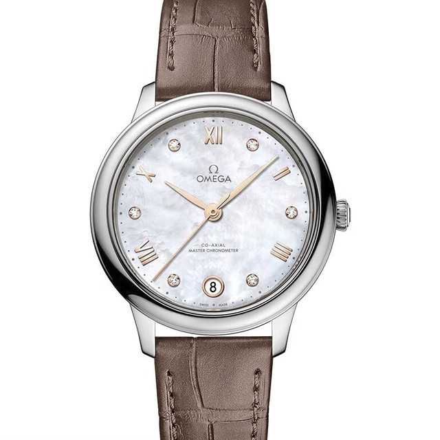 PLUS会员：欧米茄 碟飞系列 女士自动机械表 434.13.34.20.55.001 贝母盘皮带