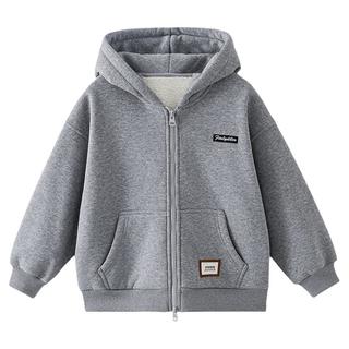 男童加绒外套秋冬款2025冬装儿童男孩加厚连帽外套冬季上衣