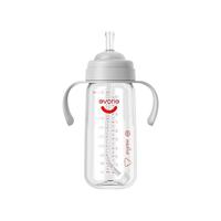 evorie/吸管奶瓶tritan大宝宝1一2-3岁以上耐摔奶瓶直饮杯 tritan 300ml 宽口径 直身 白银灰 雾霾蓝 樱花粉 【12个月+】