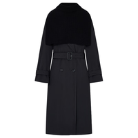 MO&Co./摩安珂 C+系列 羽绒服羊毛披肩 90绒防水 MBE4EIN039 黑色 S /160 落肩袖 欧美风 纯色 简约 鸭绒 系扣 100g以下 常规 90%及以上 宽松型 翻领 涤纶(聚酯纤维)100.0%