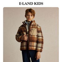 E·LAND KIDS衣恋男童棉服冬季仿羊羔绒两面穿外套 Brown棕色 85-120 cm 立领 男 无帽子