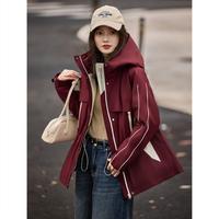 值友专享：苏醒的乐园 冬季宽松休闲收腰显瘦撞色连帽派克服拼色外套工装羽绒服女