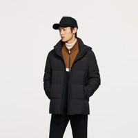 劲霸男装()鸭绒连帽纯色中长版茄克羽绒服|FRJE4181 黑色 XL 连帽 青年 纯色 100g以下 休闲风 涤纶(聚酯纤维)100% 中长款 90%-95%