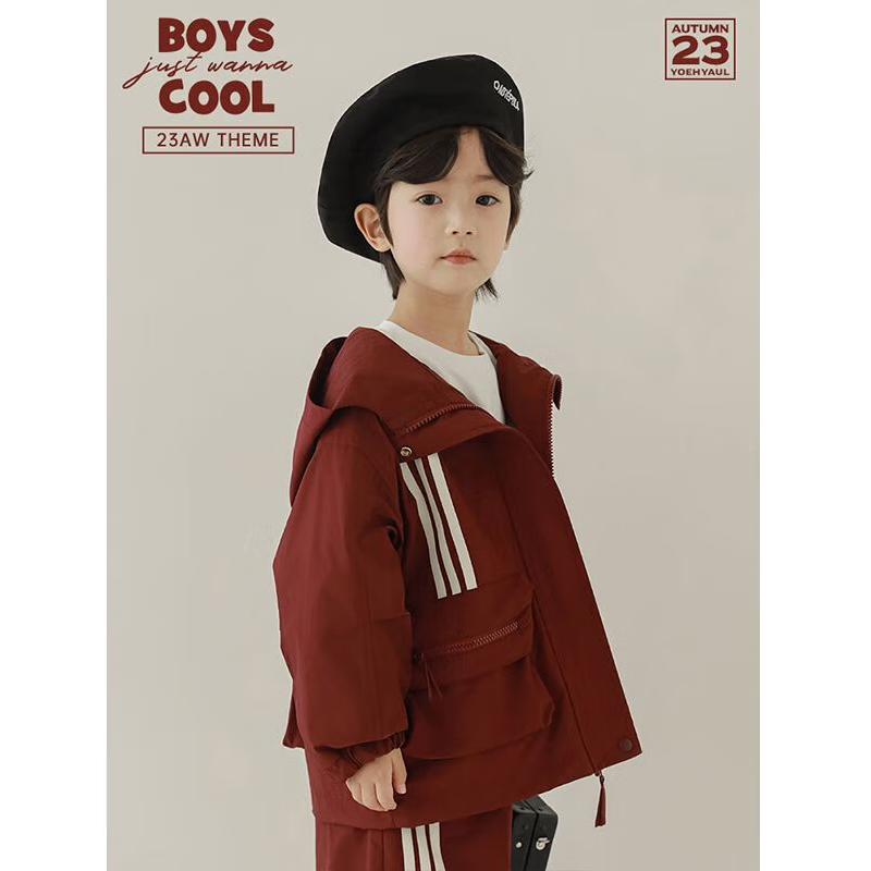 YOYO KIDS/幼悠男童休闲个性条纹竖杠条纹保暖时尚帅气拉链连帽外套N4662 80 cm 连帽 有帽不可拆卸 无腰带 其他100% 春秋 男 普通外套