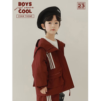 YOYO KIDS/幼悠男童休闲个性条纹竖杠条纹保暖时尚帅气拉链连帽外套N4662 80 cm 连帽 有帽不可拆卸 无腰带 其他100% 春秋 男 普通外套