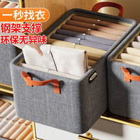 衣服收纳箱家用可折叠布艺整理箱大容量储物箱 钢架升级款 灰色 特大号47*28*20