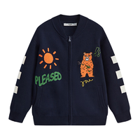 马骑顿 MQD童装男童毛衣2024撞色棋盘格卡通休闲儿童棒球领针织衫潮 藏青 110cm