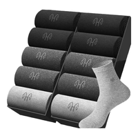 恒源祥男士袜子男纯棉抑菌防臭吸汗商务运动纯色男中筒袜10双