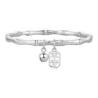 周大生 纯银手镯女竹节实心银镯子铃铛手环足银手饰