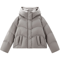 PEACEBIRD/太平鸟【泡芙系列】95绒子蓄热防泼水羽绒服女宽松白鸭绒外套 灰色短款 S 90%及以上 锦纶/尼龙(聚酰胺纤维)100% 加厚 拉链 连帽 口袋 鸭绒 150-199g 宽松型