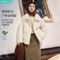 茵曼（INMAN）2025冬季女装三防毛绒领工装羽绒服高充绒量鸭绒保暖外套 暖杏色 L 168-172cm /121-130斤