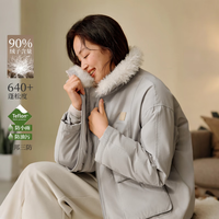 茵曼（INMAN）2025冬季女装三防毛绒领工装羽绒服高充绒量鸭绒保暖外套 雅典灰 M 163-167cm /111-120斤