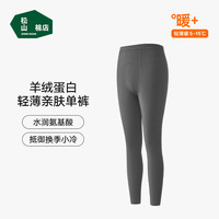 松山棉店轻薄打底秋裤男女装透气7A滋养肌肤舒适秋冬季保暖裤 男士-墨灰 L 纯色 不加绒 中年青年 休闲风 长裤