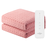 Huadn日本水洗电热毯日系双人成人家用除螨双温双控单人加热电褥子 樱花粉1.8x2.0米【A类可水洗】
