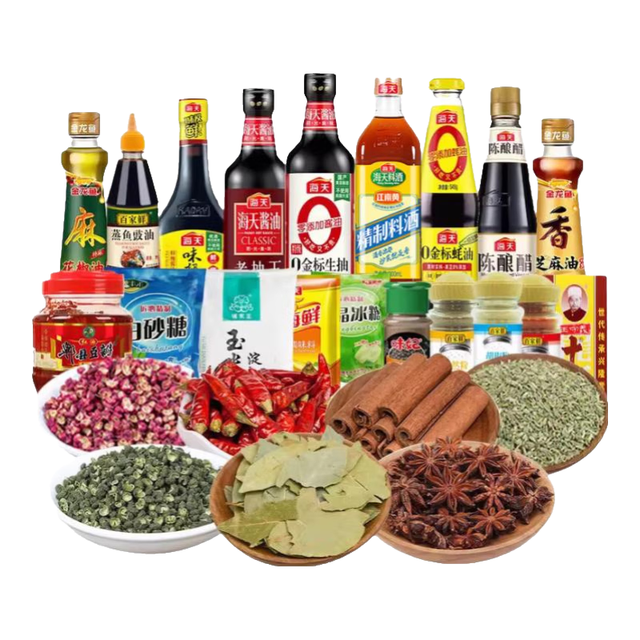 海天 厨房调料组合套装海天全套佐料大全做饭炒菜酱油醋调味品调味料米 常用调料12件套