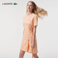 LACOSTE法国鳄鱼女装设计感修身收腰圆领短袖短款连衣裙|EF7268 IXY/珊瑚砂 L 40