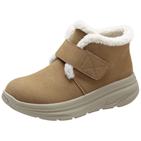足力健老人鞋中老年女冬季加绒加厚雪地靴25955007J   中帮 拼色 休闲风 低跟(1.1-3cm) 橡胶 魔术贴 圆头 日常 休闲