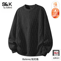 班尼路 S&K设计感美式休闲卫衣男秋冬季加绒加厚格纹宽松长袖上衣