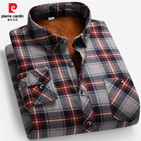 皮尔·卡丹 男士加绒加厚格子长袖衬衫 秋冬款 LGFS-9917