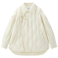 PEACEBIRD/太平鸟提花衬衫羽绒服女冬短款宽松气质羽绒服外套