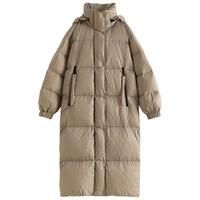 FANSILANEN/范思蓝恩23FS14511羽绒服女时尚保暖火山岩锁热长款外套 冬麦卡其 XS 90%及以上 宽松型 中长款 百搭风 鸭绒 连帽 锦纶/尼龙(聚酰胺纤维)100% 200-249g