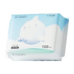 十月结晶 婴儿棉柔巾 宝宝干湿两用巾纯棉纸巾一次性洗脸巾100抽