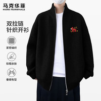 马克华菲（MARK FAIRWHALE）秋冬季潮流双开针织开衫毛衣男拉链设计百搭修身显瘦个性外搭外套 【双开针织衫】-黑#JMK小红马 2XL