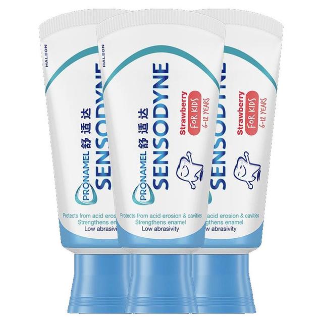 舒适达 护釉健换牙期特护儿童牙膏薄荷草莓3支清新口气防蛀牙含氟