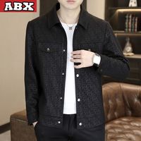 a.b.x翻领夹克外套男士休闲百搭时尚潮流短款修身上衣男