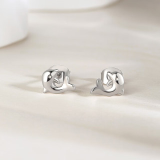 周六福 ZLF 周六福 S925银饰耳钉女 海豚气质耳坠 送女友生日