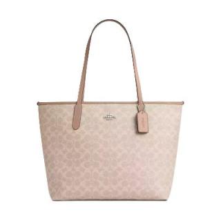 COACH 经典女包F58292 双面老花托特包 SV沙黄色