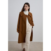 DUSHU/独束大码女装减龄大翻领毛呢大衣女冬装羊毛大衣阿拉善 棕色-羊毛款 M 码 毛呢大衣 百搭风 羊毛100% M (尺码:1)