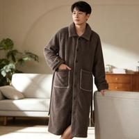 GOSO 【保暖双面颗粒绒】秋冬加厚绒款睡袍男士家居服中长款浴袍睡衣男