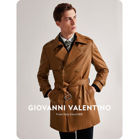 VALENTINO 卓凡尼·华伦天奴（GIOVANNI VALENTINO）商务休闲男士真皮皮衣外套中长款头层牛皮 金黄 50（175/96A）