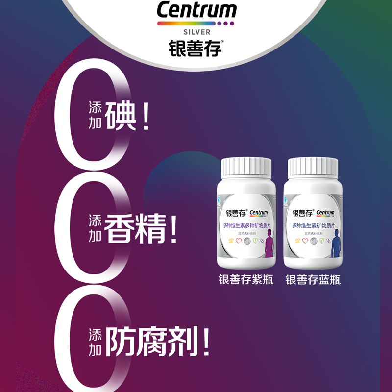 钙尔奇添佳钙片+银Centrum/善存复合维生素中老年钙片维生素B族生物素钙片 160粒*2+60粒*2