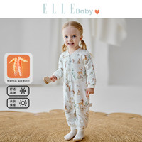ELLE BABY新生儿哈衣夹棉连体衣宝宝爬服初生儿襁褓 独角兽之旅 80cm 开档 长袖 加厚 A类